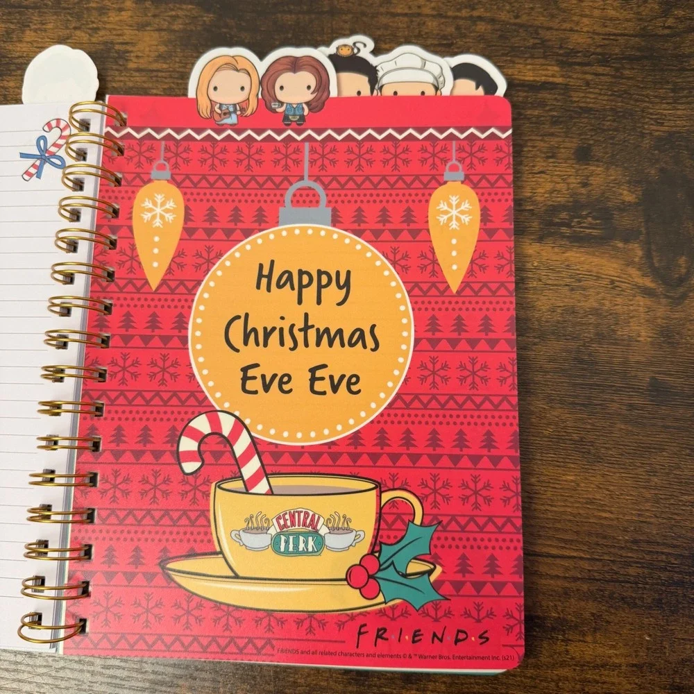 New Friends TV Show Christmas Journal Teal Chibi Holiday Spiral Notebook